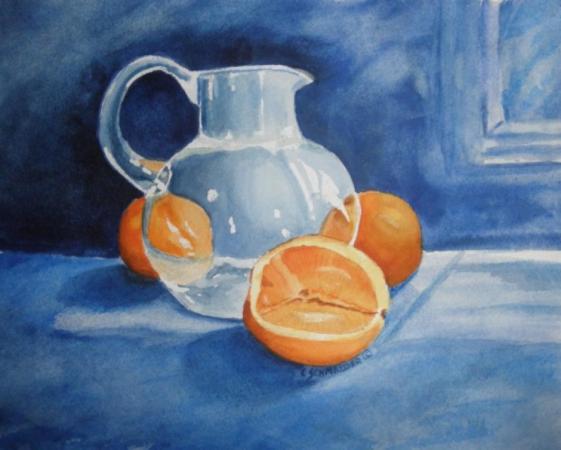 Oranges & Glass Pitcher by Carol Schmauder