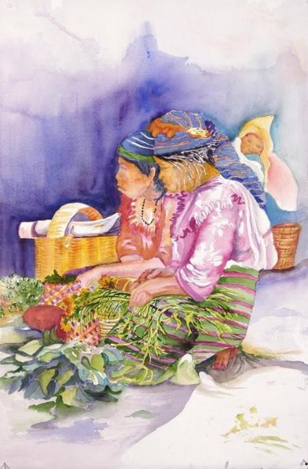 Oxaca Mexican Women With Flowers by Dian Zahner